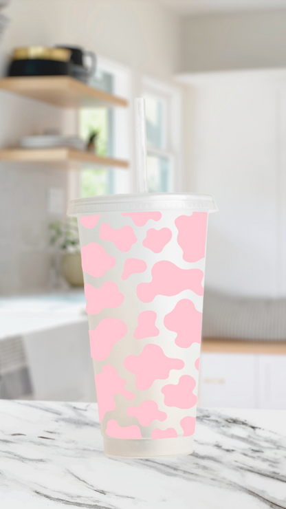 Cow Print - 24 Ounce Animal Print Cold Cup Daisie Boutique