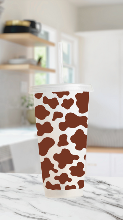 Cow Print - 24 Ounce Animal Print Cold Cup Daisie Boutique