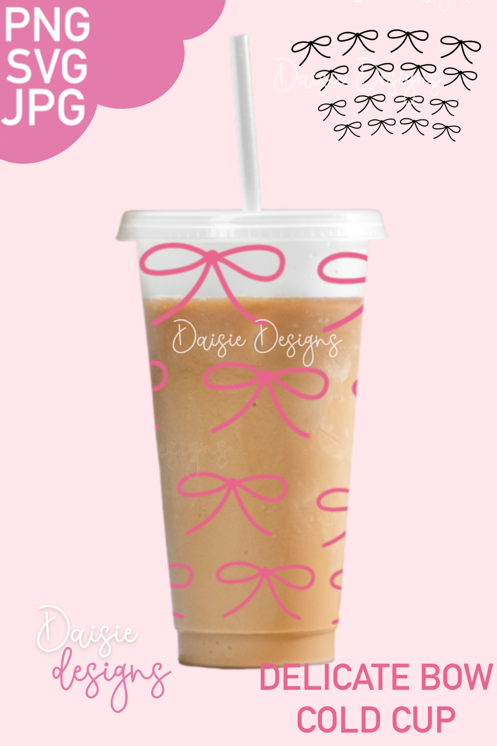 Delicate Bow Tapered Cup Design (Cold cups) DIGITAL DOWNLOAD Daisie Boutique