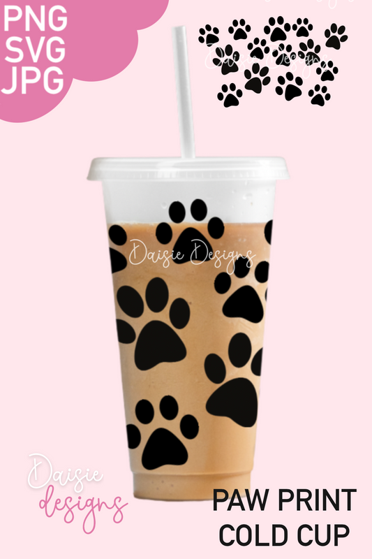 Paw prints Cold Cup Design (DIGITAL DOWNLOAD) Daisie Designs