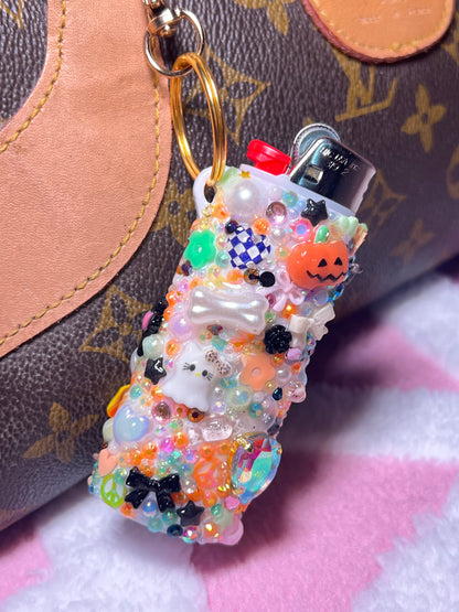 Bling Charm Lighter Case |Aesthetic Junk Charm Keychain Holder for Round Bic Lighters