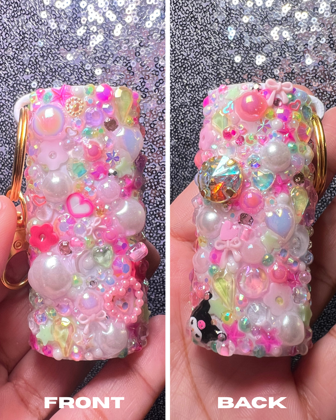 Bling Charm Lighter Case |Aesthetic Junk Charm Keychain Holder for Round Bic Lighters