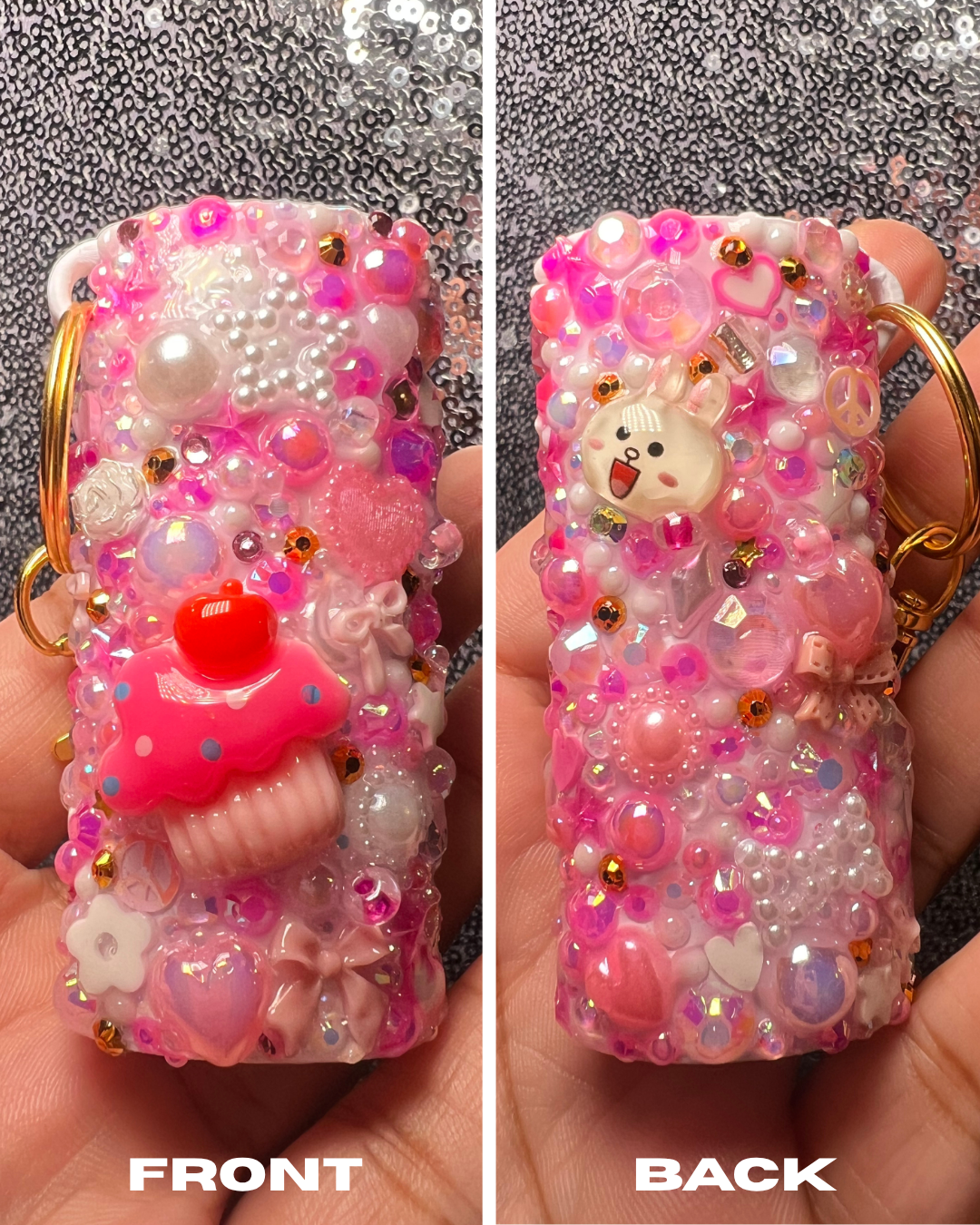 Bling Charm Lighter Case |Aesthetic Junk Charm Keychain Holder for Round Bic Lighters