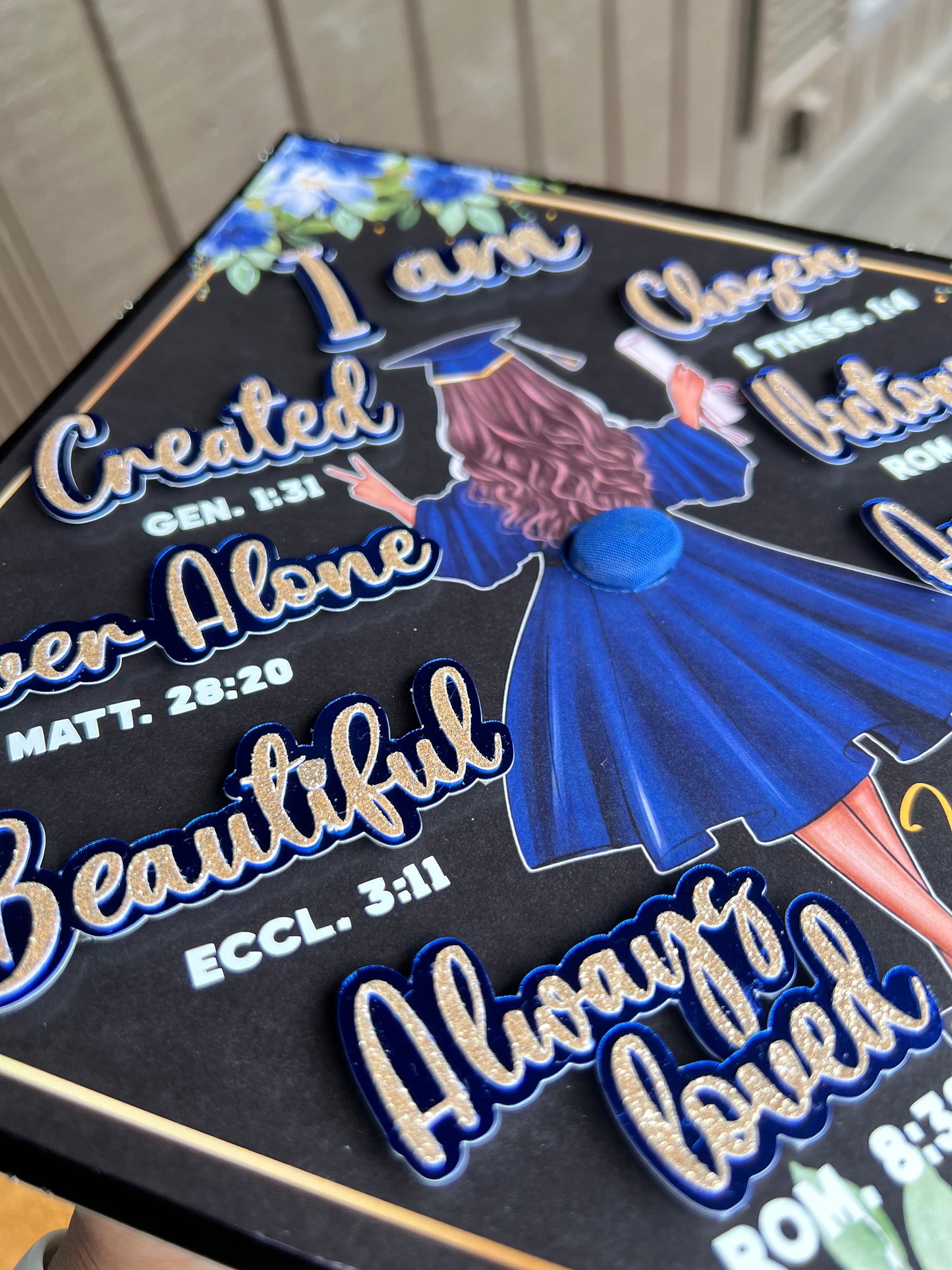 I Am Grad Cap Topper - Customizable Name, School, and colors