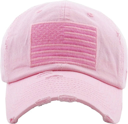 Pink American Flag Vintage Distressed Baseball Cap – Cute, Comfy & All-American Daisie Boutique