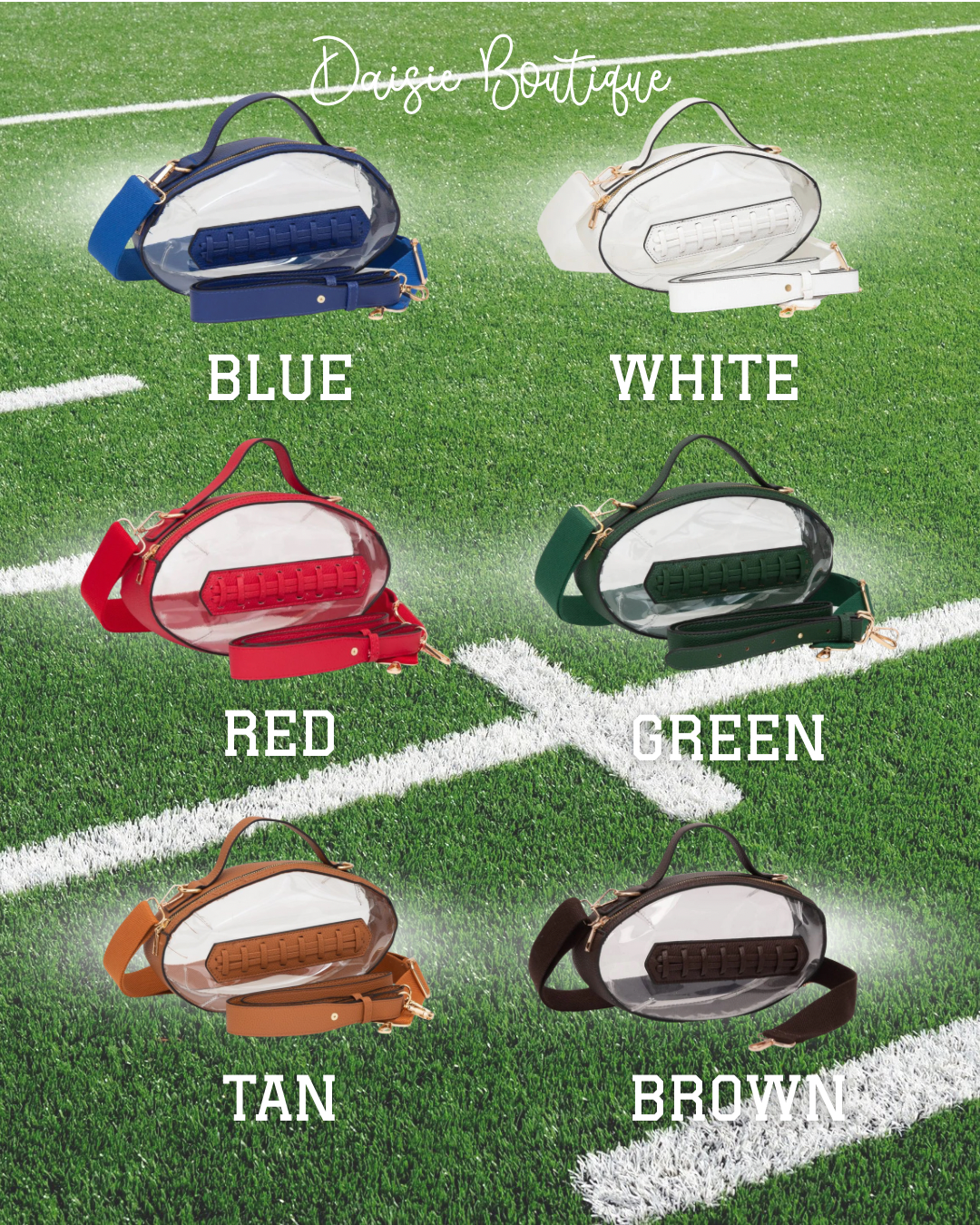Clear Gameday Football Shaped Crossbody Bag (2 different styles) Daisie Boutique