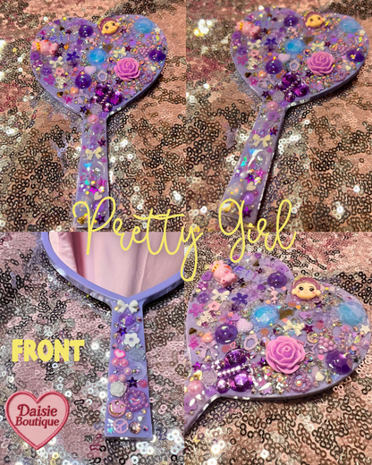 Cutie Charm Makeup Mirror - Heart Shaped Bedazzled Mirror Daisie Boutique