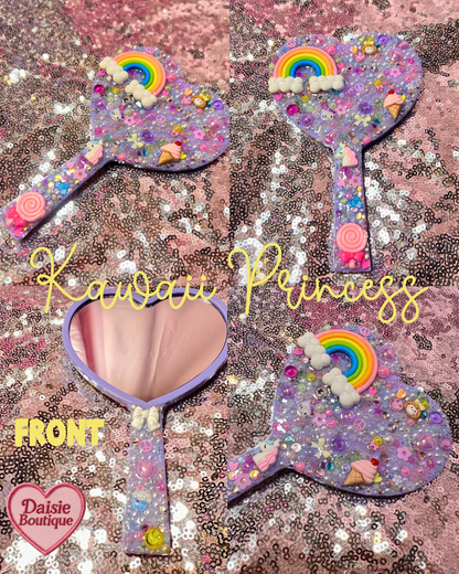 Cutie Charm Makeup Mirror - Heart Shaped Bedazzled Mirror Daisie Boutique