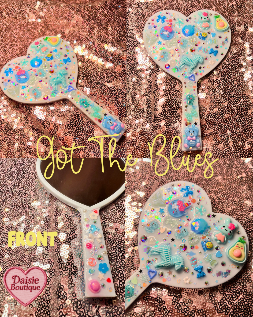 Cutie Charm Makeup Mirror - Heart Shaped Bedazzled Mirror Daisie Boutique