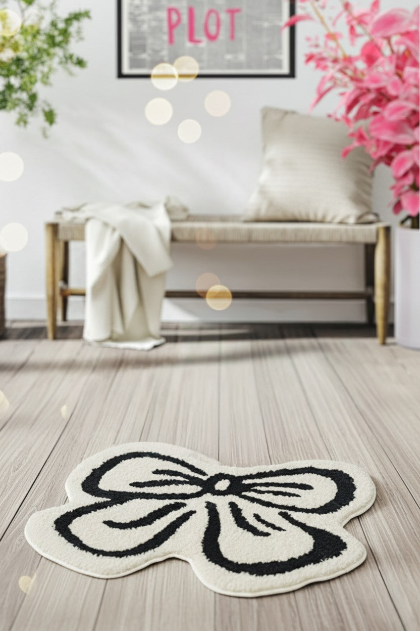Coquette Bow Accent Rug - white Daisie