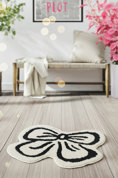 Coquette Bow Accent Rug - white Daisie