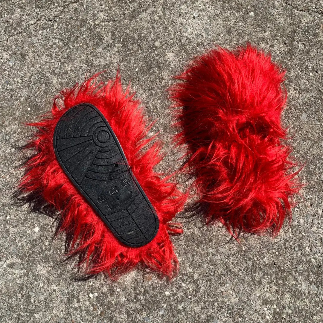 Red Fuzzie Slides - Daisie Boutique bottom