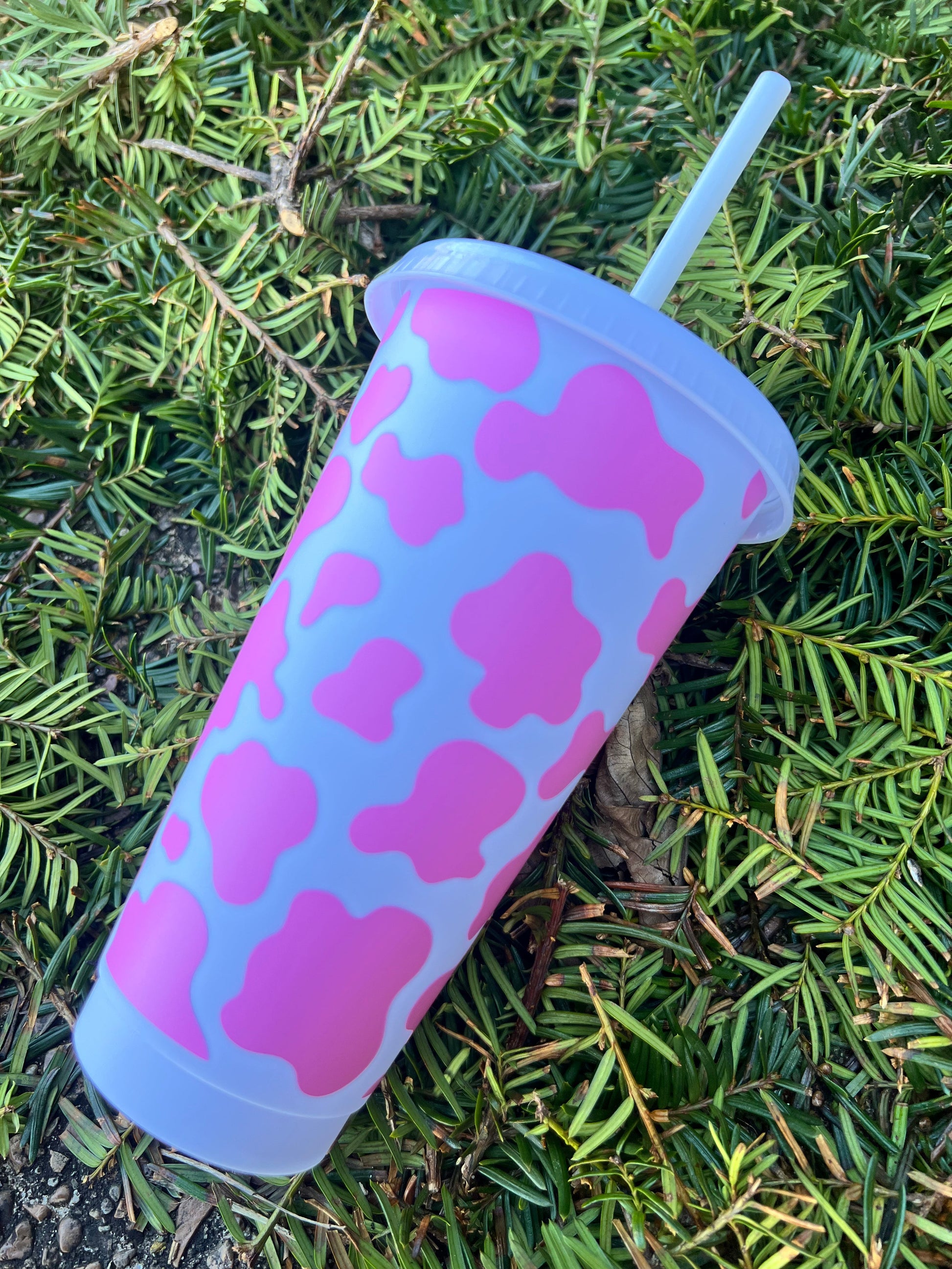 Cow Print 24 Ounce Animal Print Cold Cup with Straw Daisie Boutique