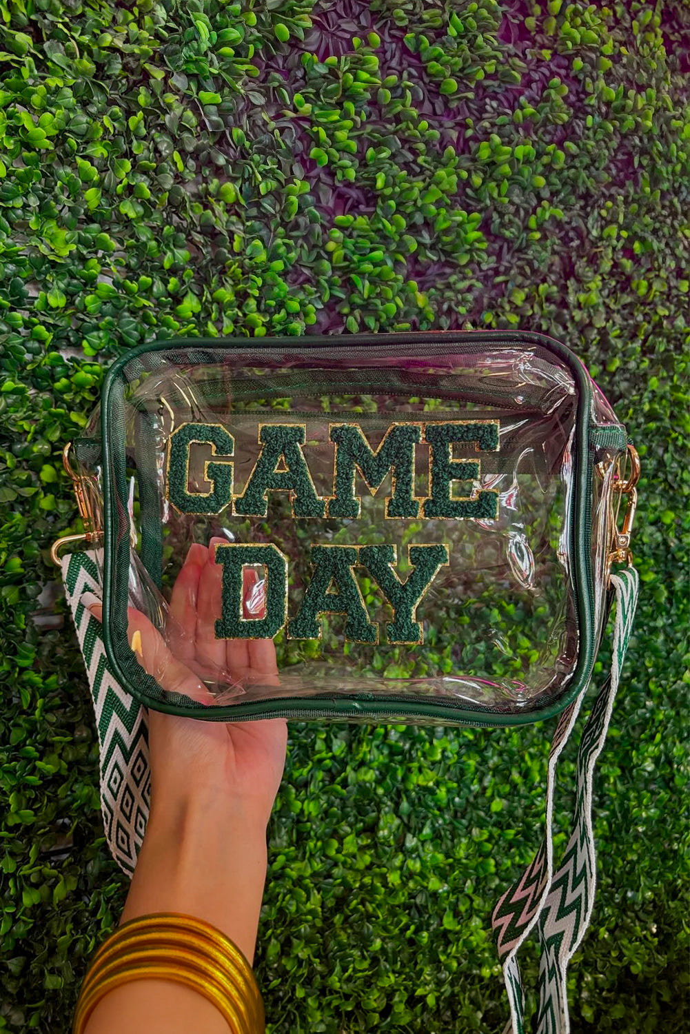 GAME DAY Chenille Shoulder Bag - Green Dear-Lover Dropshipping
