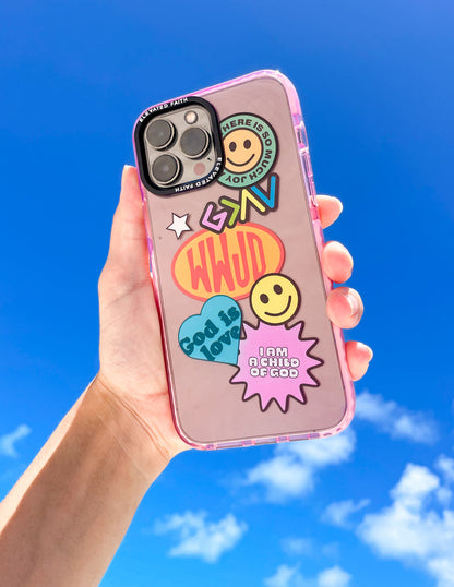 What Would Jesus Do Sticker Collage Phone Case - Pink