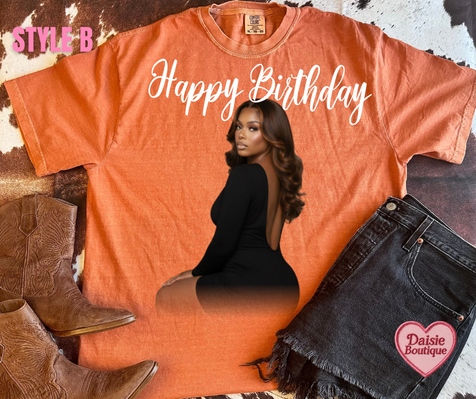 CUSTOM Happy Birthday Graphic T-Shirt Daisie Boutique