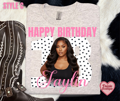 CUSTOM Happy Birthday Graphic T-Shirt Daisie Boutique