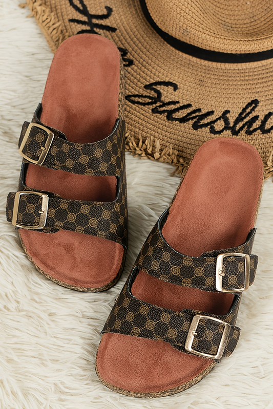 Cut Out Buckle PU Leather Flat Slippers Dear-Lover Dropshipping