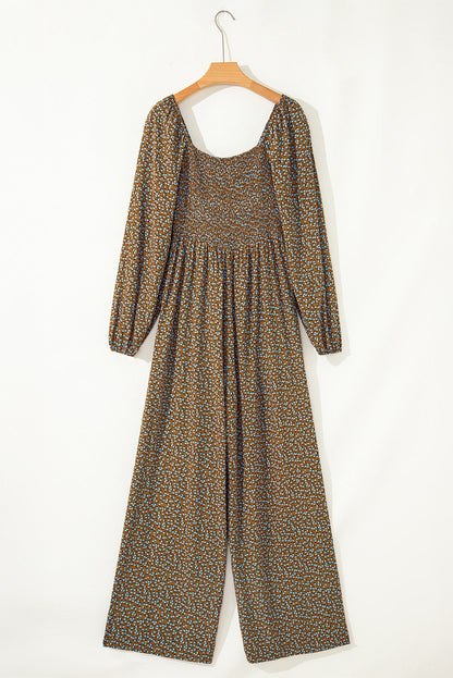 Floral Print Square Neck Wide Leg Jumpsuit Daisie Boutique