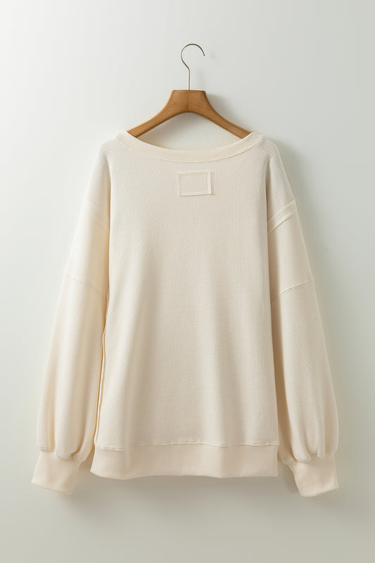 Plus Size Solid Color Waffle Knit Sweatshirt Daisie Boutique