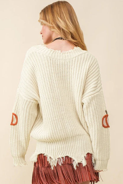 Cable Knit Pumpkin Loose Sweater Daisie Boutique