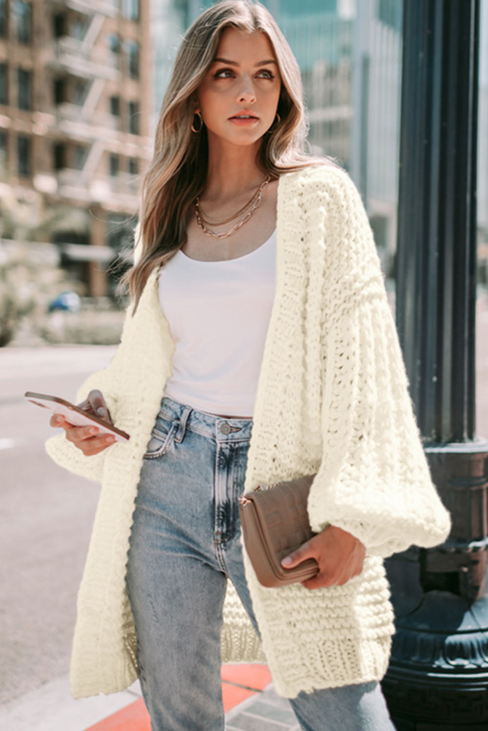 Chunky Oversize Knit Puff Sleeve Cardigan Dear-Lover Dropshipping