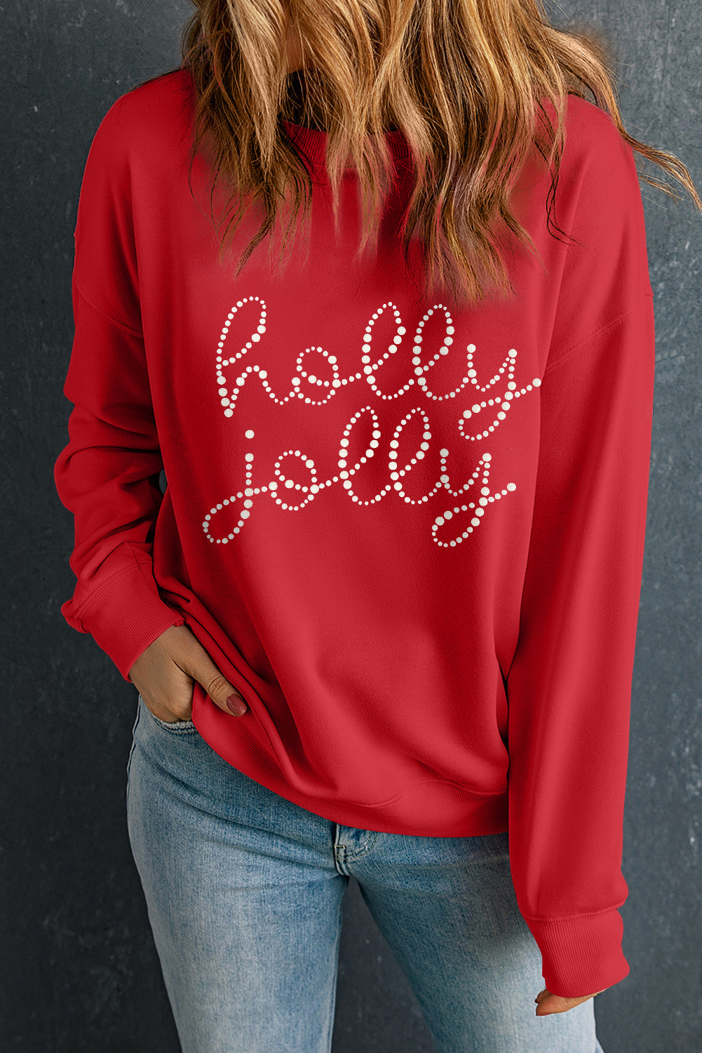 Christmas Holly Jolly Rhinestone Sweatshirt Daisie Boutique