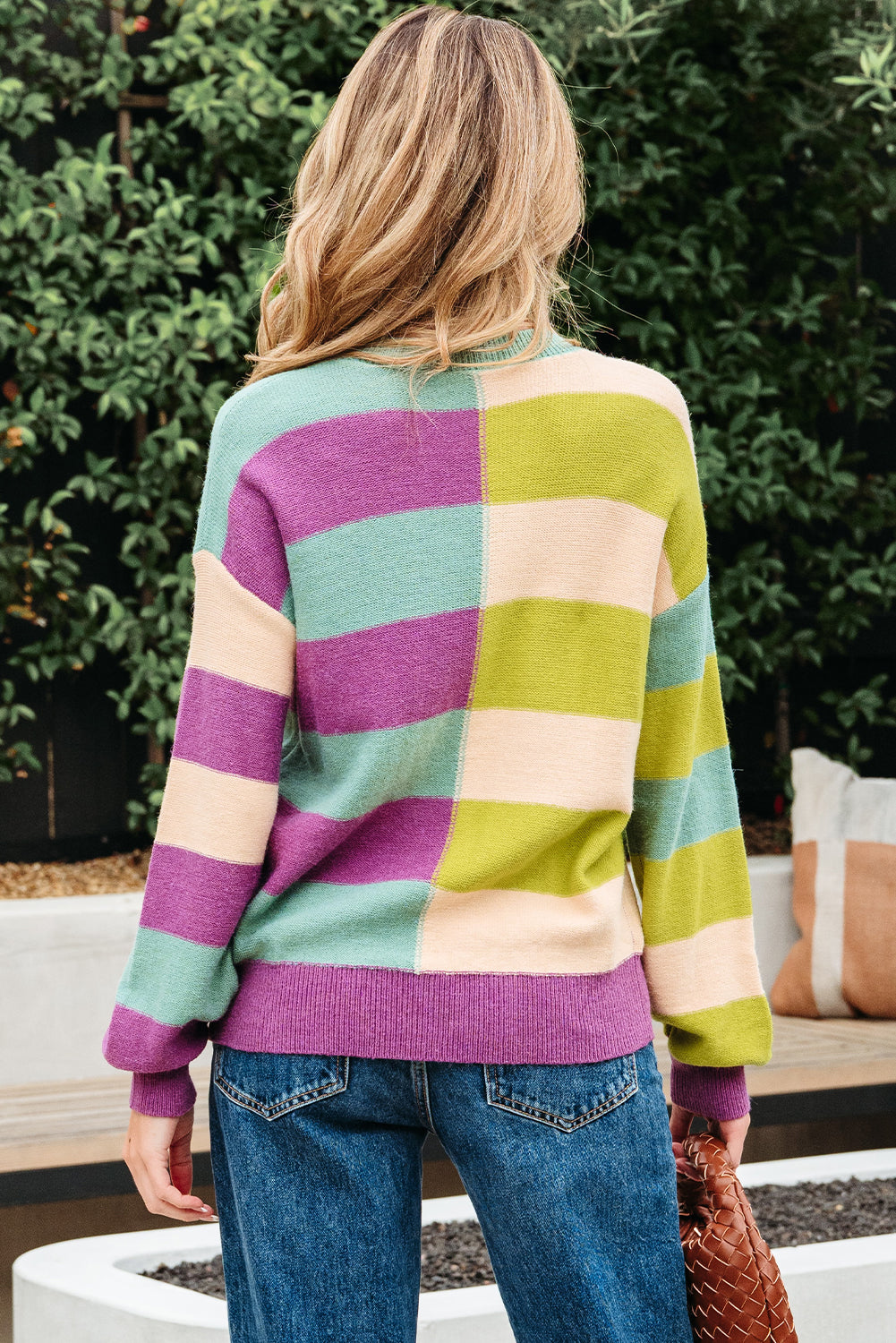 Stripe Drop Shoulder Ribbed Edge Casual Sweater Dear-Lover Dropshipping