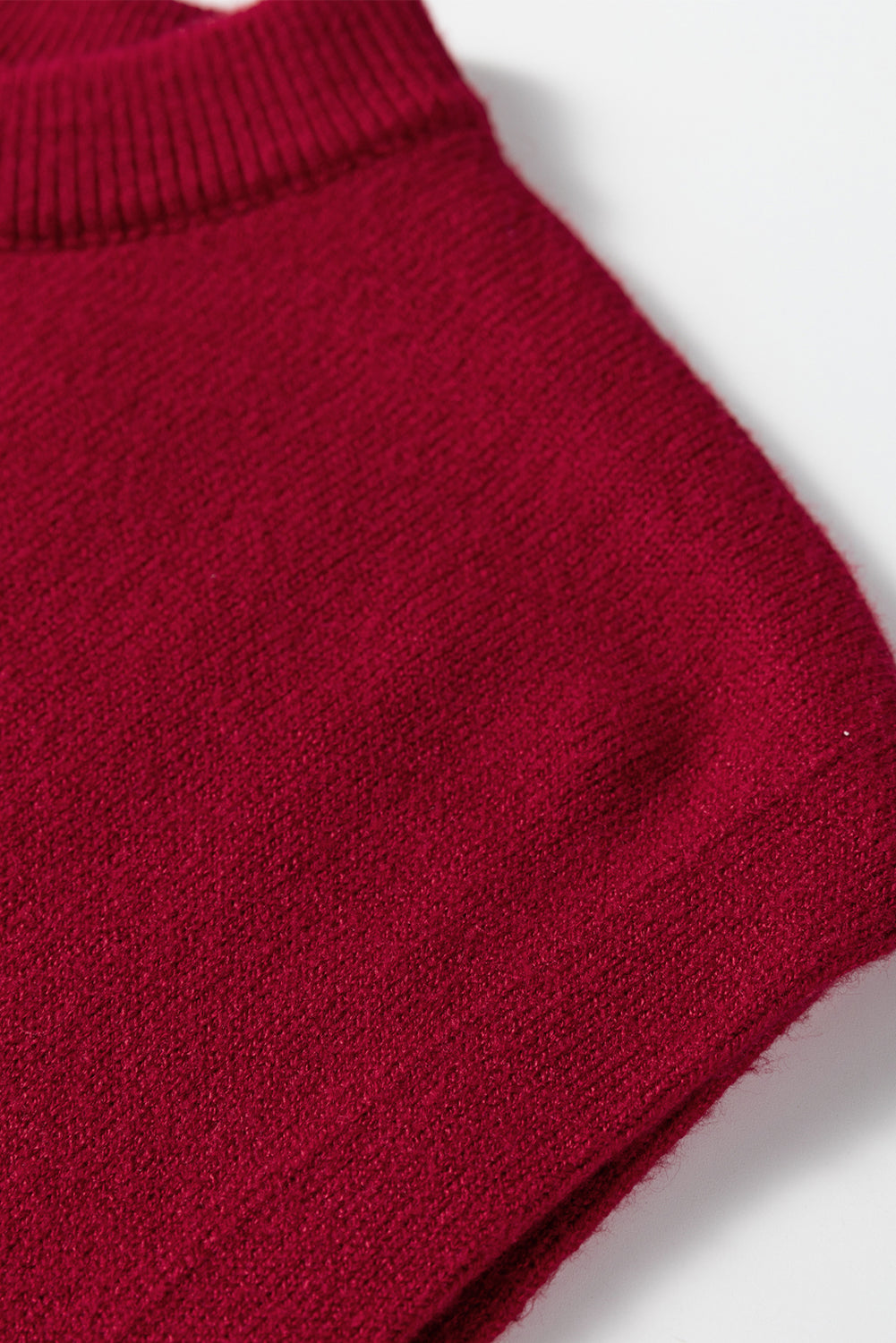 Crew Neck Knit Sweater - Red Dear-Lover Dropshipping