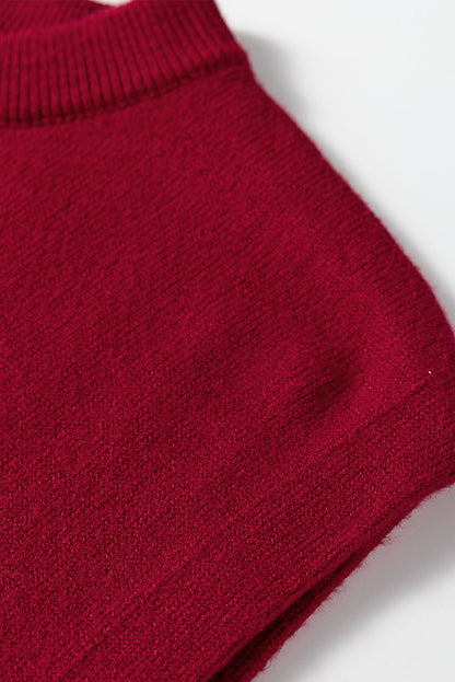 Crew Neck Knit Sweater - Red Dear-Lover Dropshipping