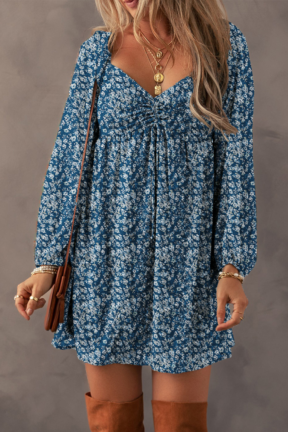 Floral Print Sweetheart Neck Mini Dress Daisie Boutique