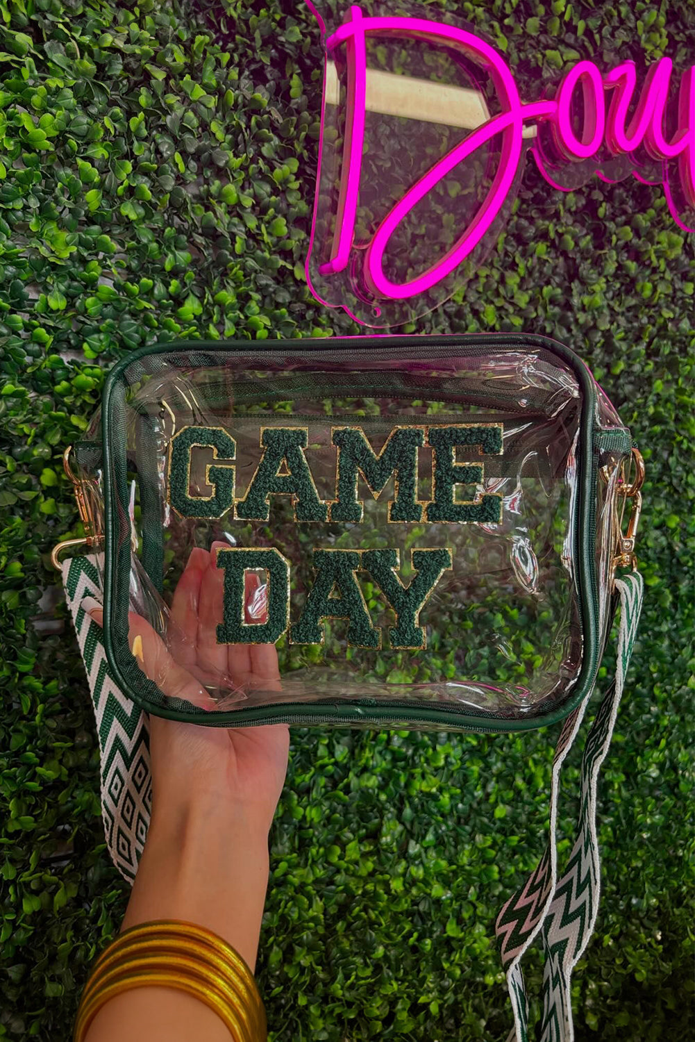 GAME DAY Chenille Shoulder Bag - Green Dear-Lover Dropshipping