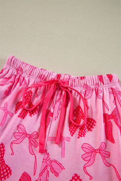 Cutie Bow Print Short Sleeve and Pants Pajamas Set Daisie Boutique