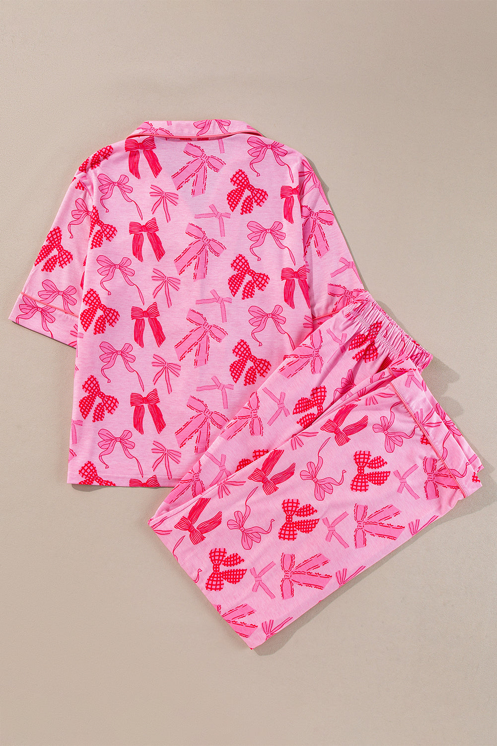 Cutie Bow Print Short Sleeve and Pants Pajamas Set Daisie Boutique