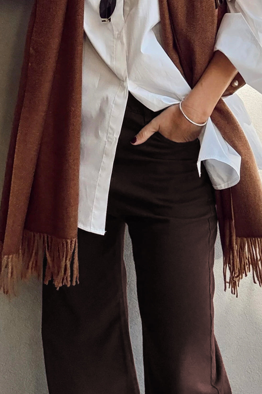 Loose Straight High Waist Solid Color Jeans - Coffee Daisie Boutique
