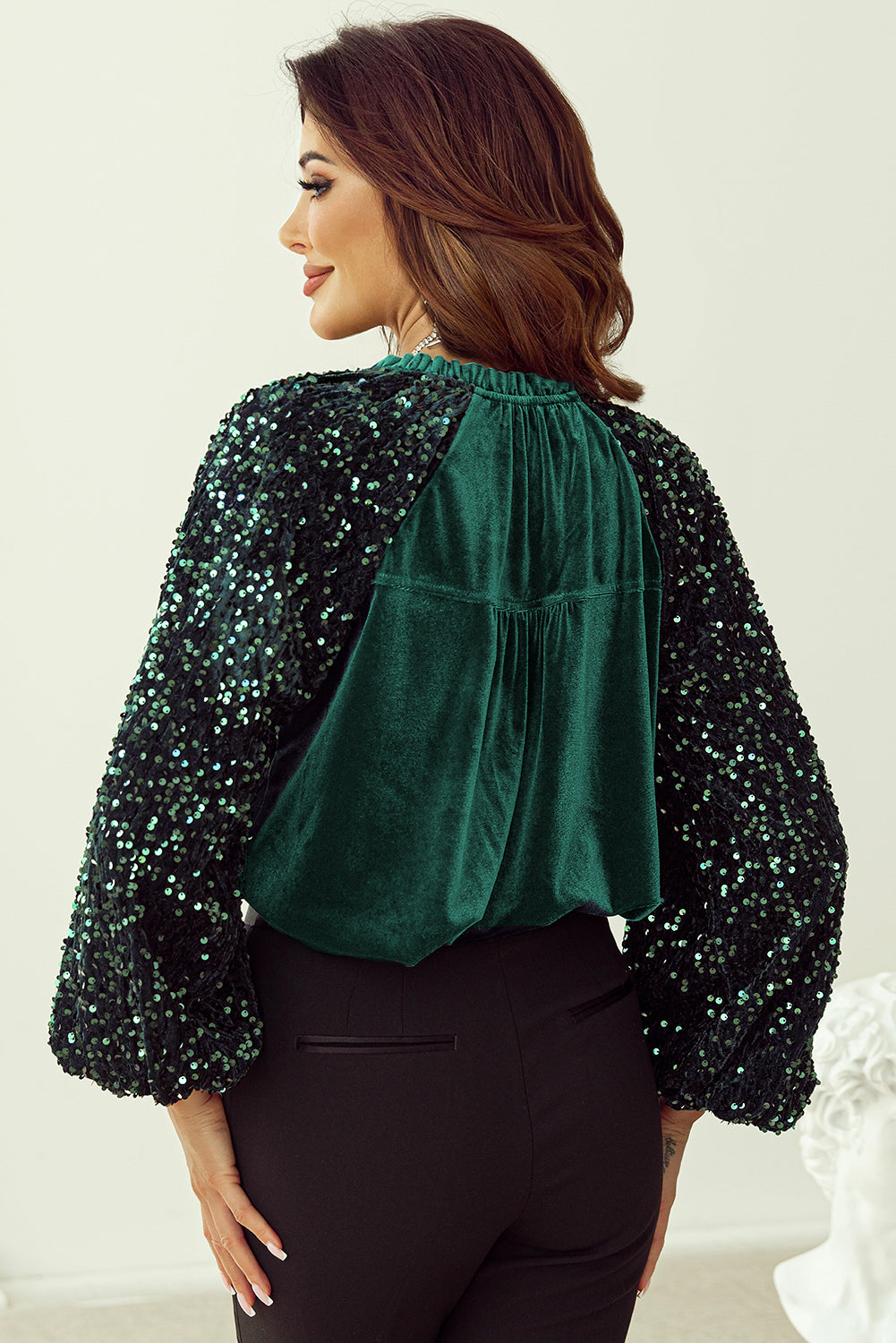 Sequin Button Up Velvet Top Daisie Boutique