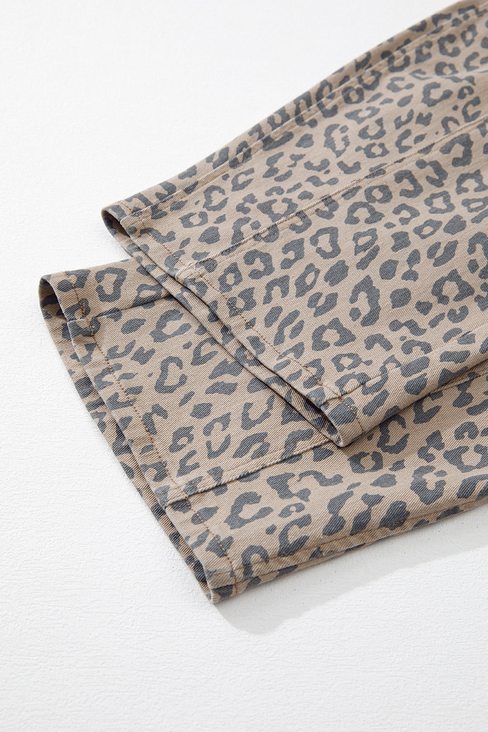 Leopard Printed Drawstring Waist Pocketed Wide Leg Jeans Daisie Boutique