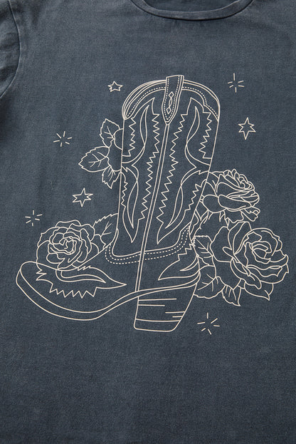 High-Rise Western Cowboy Boots Graphic Tee Daisie Boutique