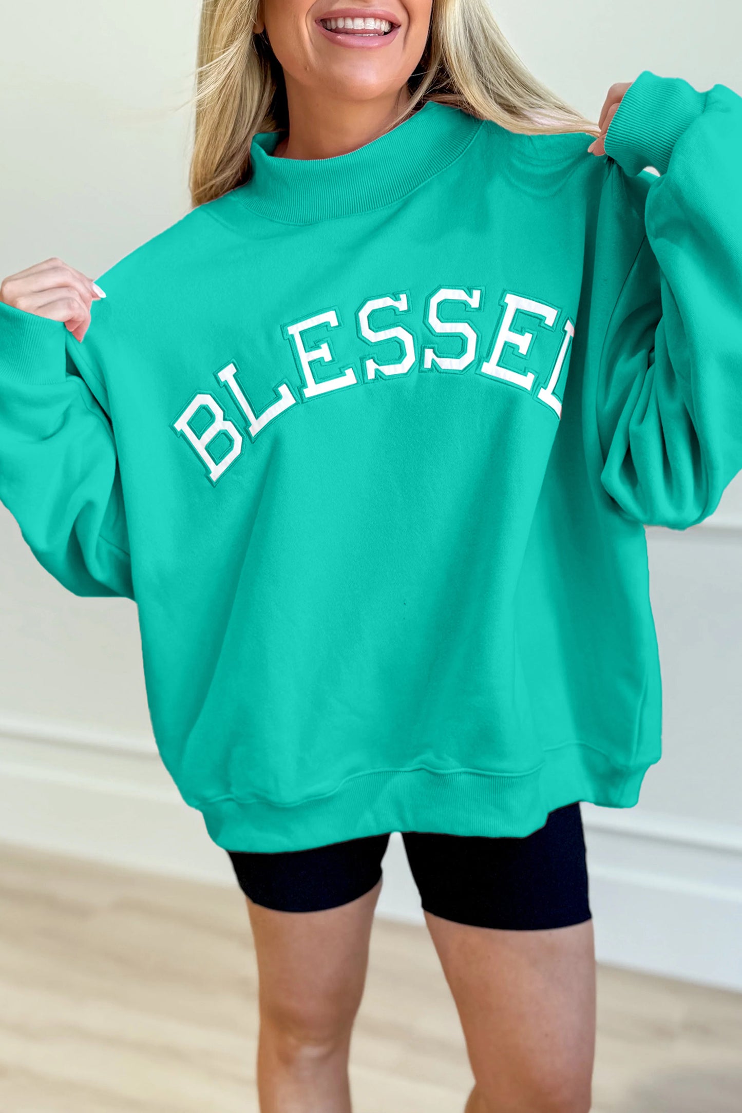 Oversize Blessed Embroidered Sweatshirt