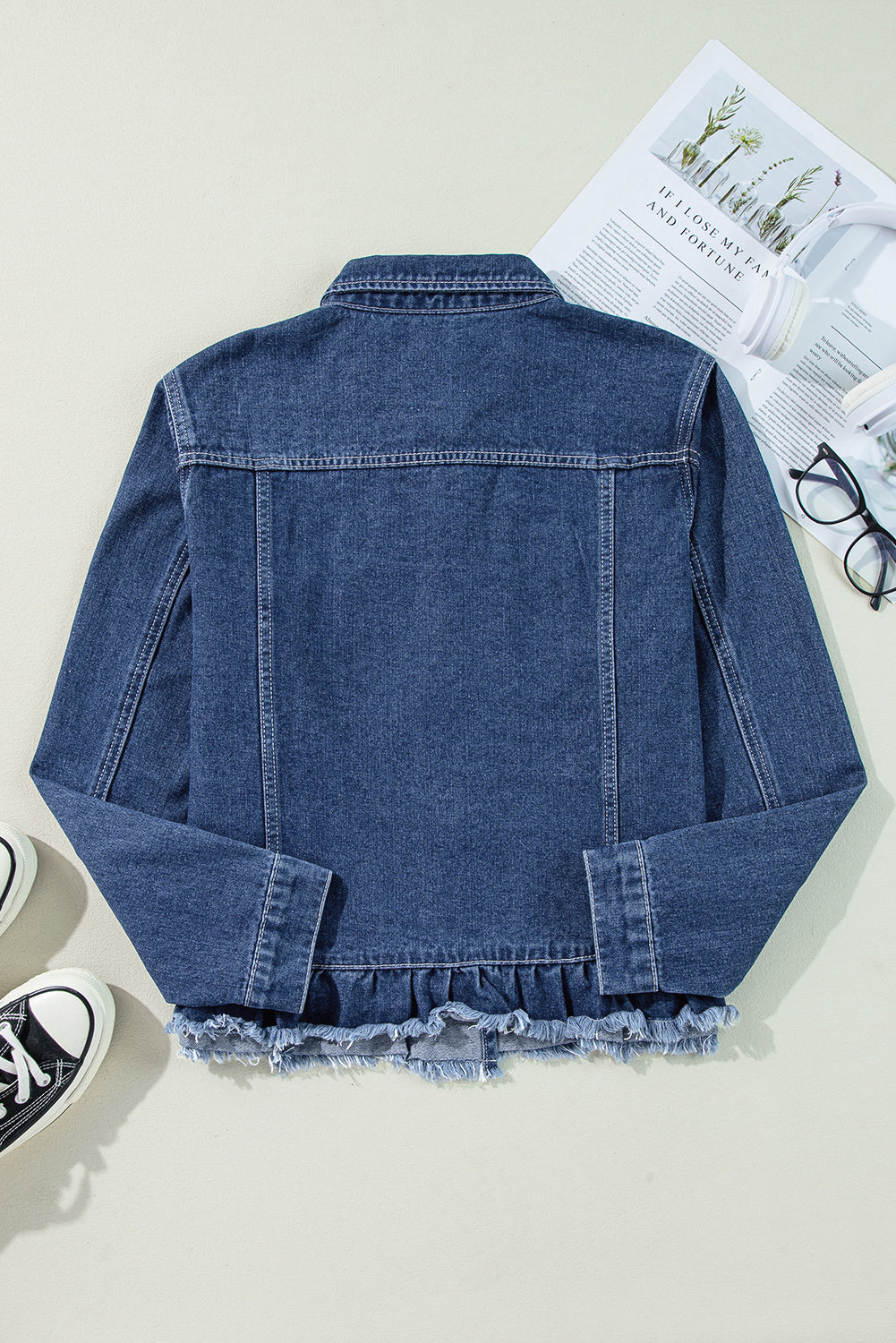 Ruffle Denim Jacket Daisie Boutique