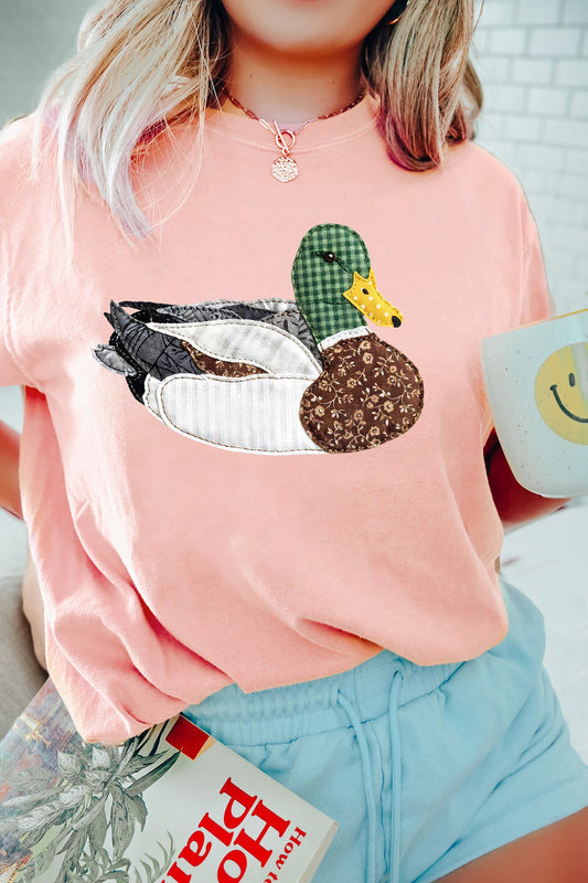 Pink Faux Quilted Mallard Tee Dear-Lover Dropshipping
