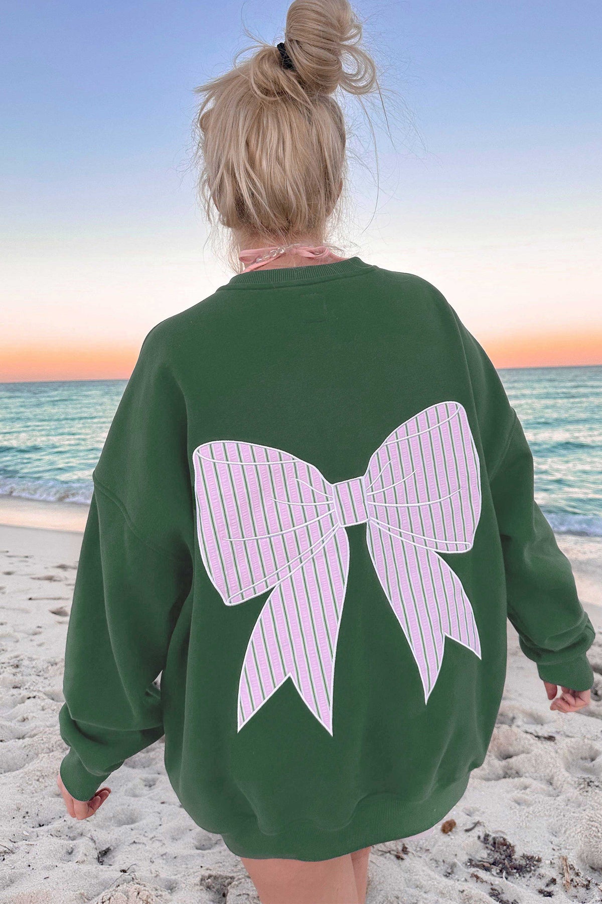 Bow Oversized Sweatshirt - Green