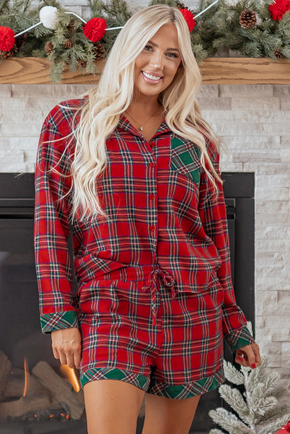 Plaid Holiday Long Sleeve and Short Pajama Set Dear-Lover Dropshipping