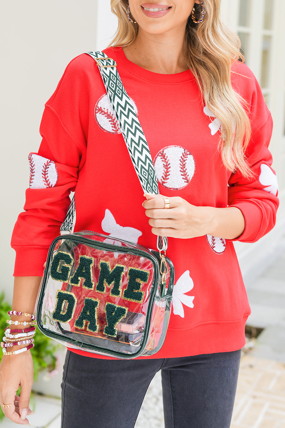 GAME DAY Chenille Shoulder Bag - Green Dear-Lover Dropshipping