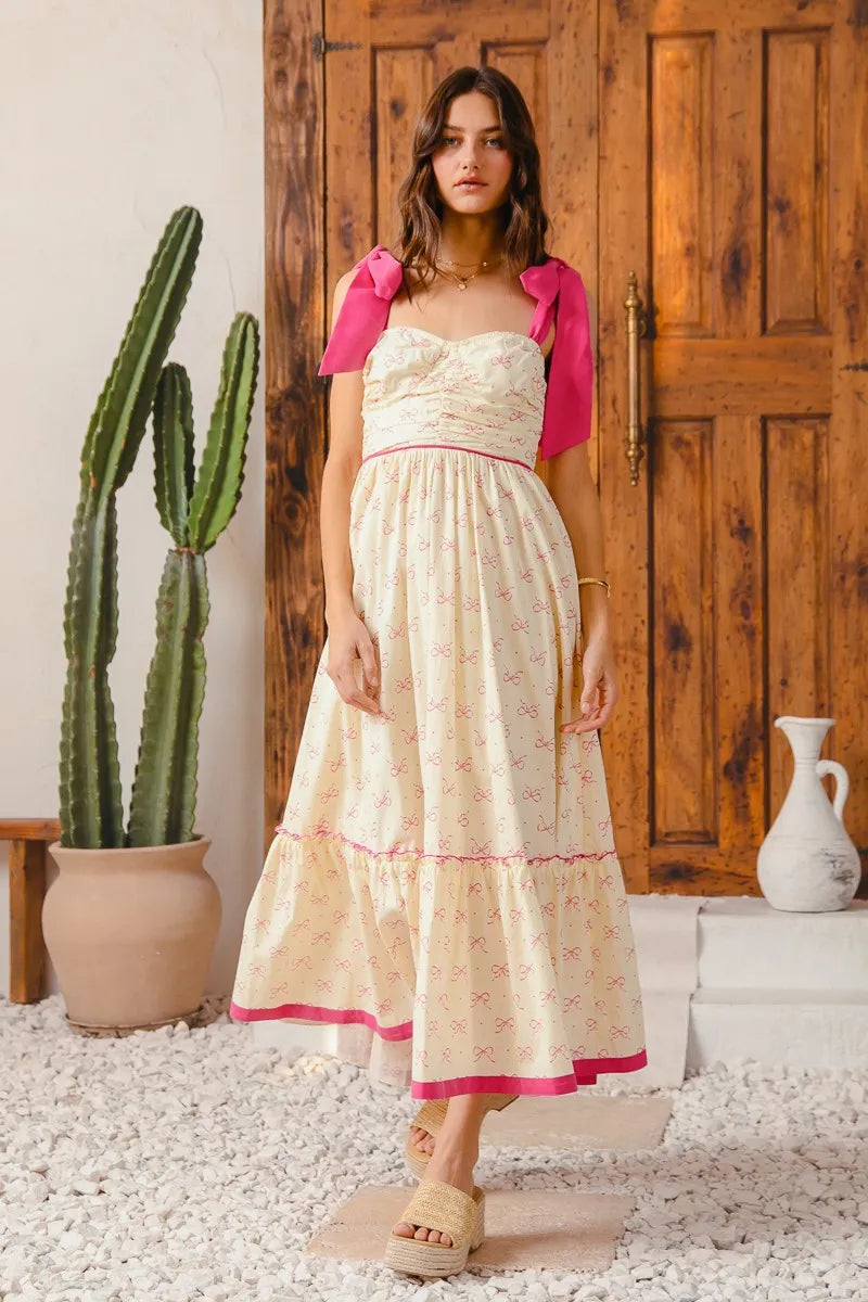 SO ME Ribbon Flowy Maxi Dress with Contrast Trim My Pampered Life Seattle
