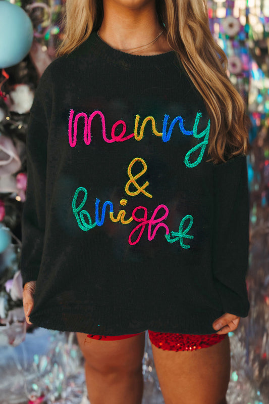 Plus Size Tinsel Merry & Bright Sweater Daisie Boutique