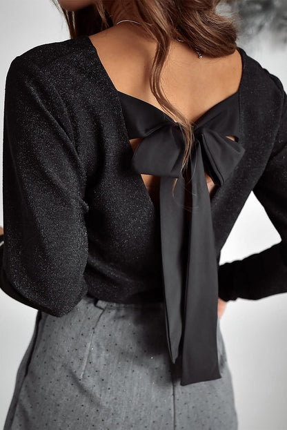 Coquette Bowknot Open Back V Neck Top Daisie Boutique