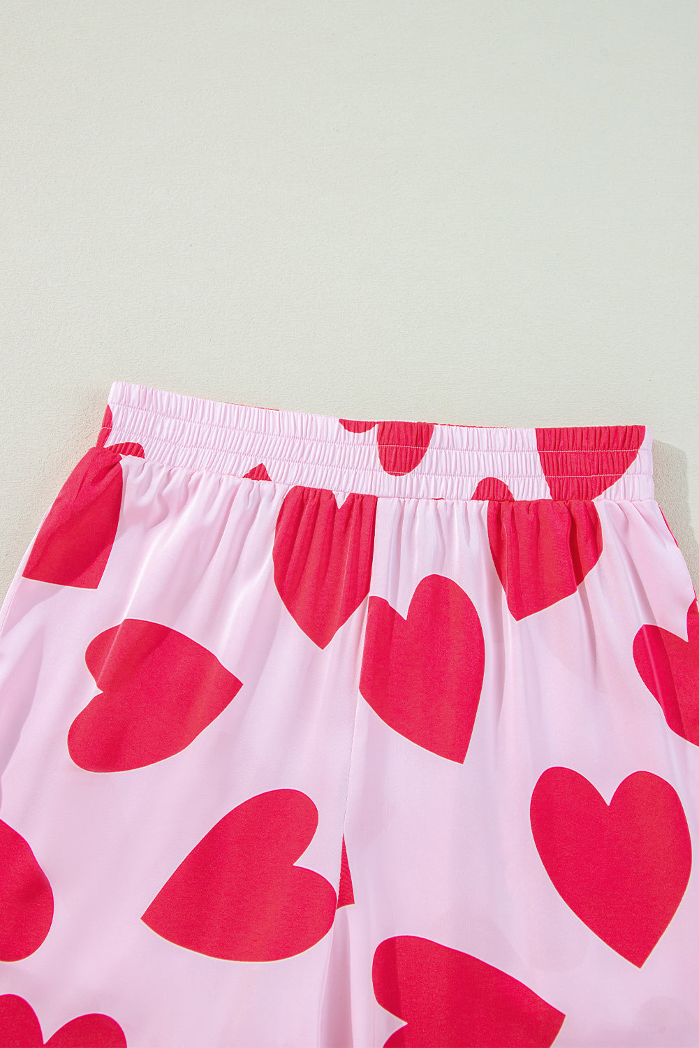 Classic Heart Valentines Short Sleeve Pajamas Set - Pink