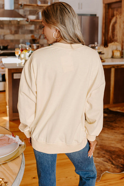 THANKS Chenille Embroidered Graphic Sweatshirt Daisie Boutique