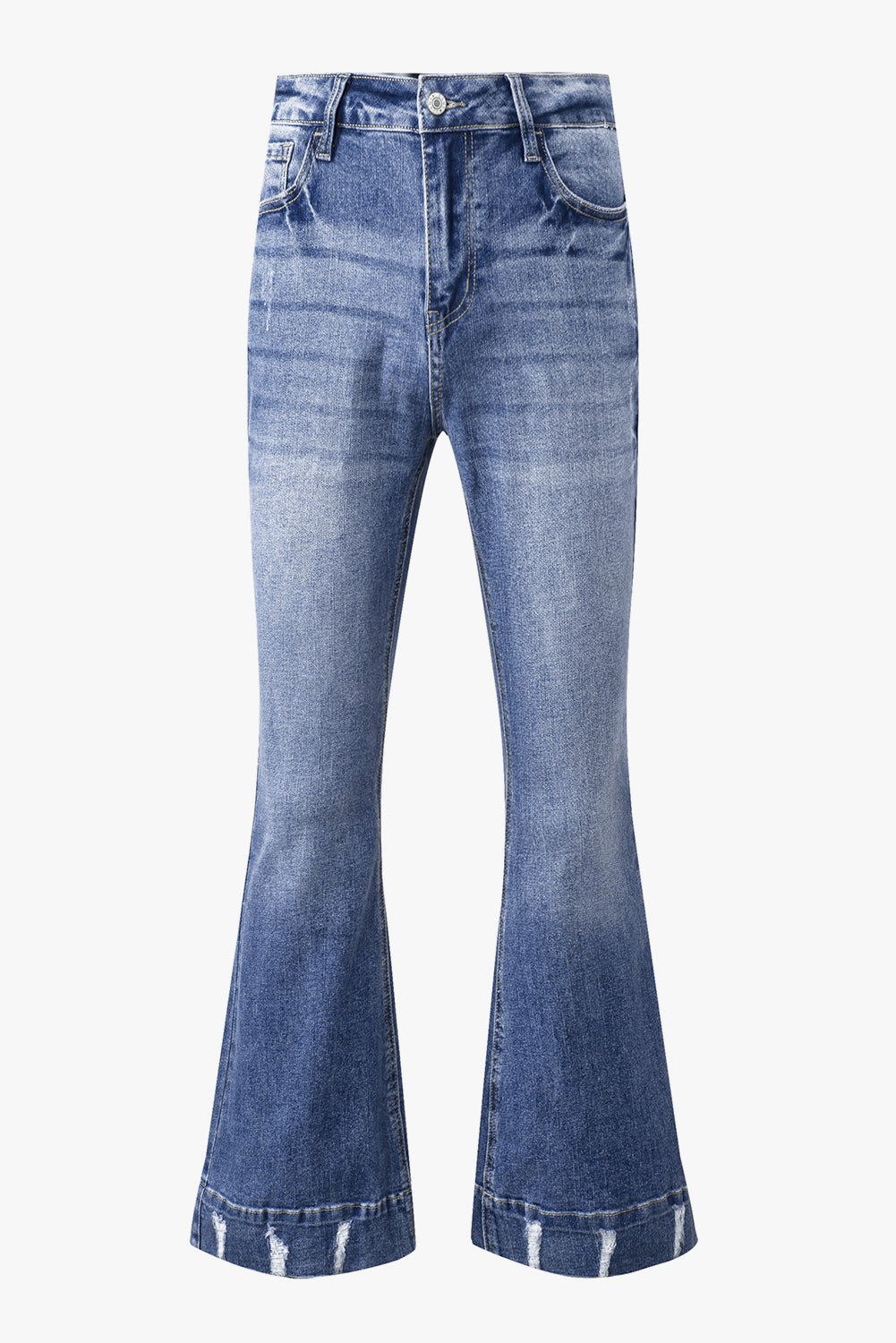 Distressed Medium Wash Flare Jeans Daisie Boutique
